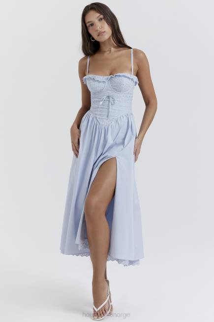 klær jaime myk blå broderie anglais midi sundress House of CB J6RL213
