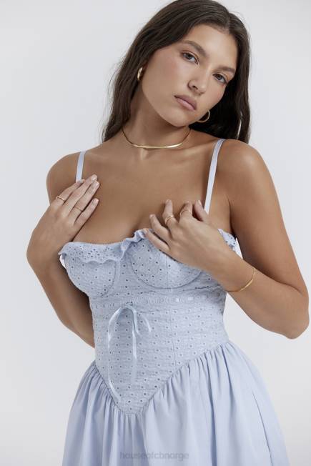 klær jaime myk blå broderie anglais midi sundress House of CB J6RL213