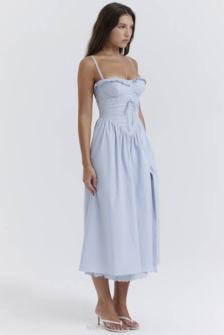 klær jaime myk blå broderie anglais midi sundress House of CB J6RL213
