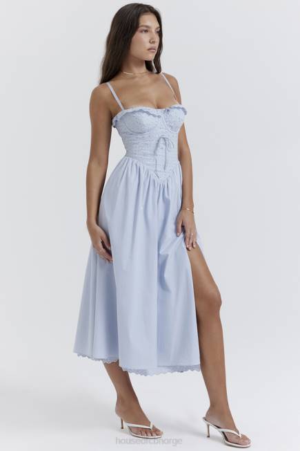 klær jaime myk blå broderie anglais midi sundress House of CB J6RL213