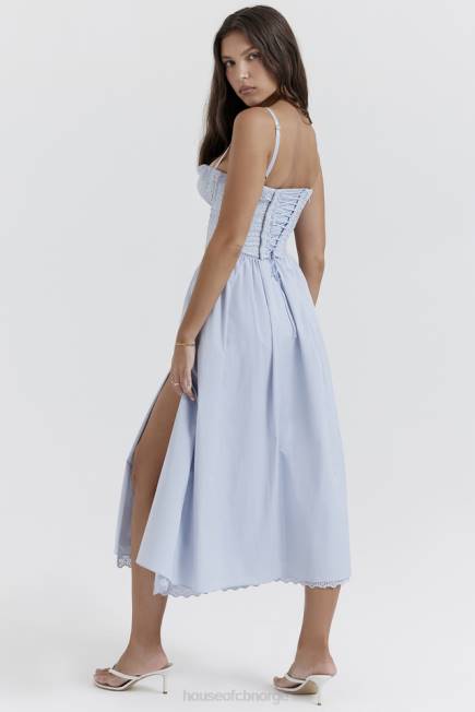 klær jaime myk blå broderie anglais midi sundress House of CB J6RL213