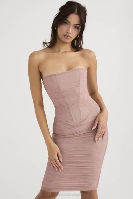 klær julianna blush stroppeløs rynket midikjole House of CB J6RL481