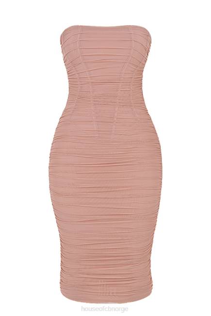 klær julianna blush stroppeløs rynket midikjole House of CB J6RL481