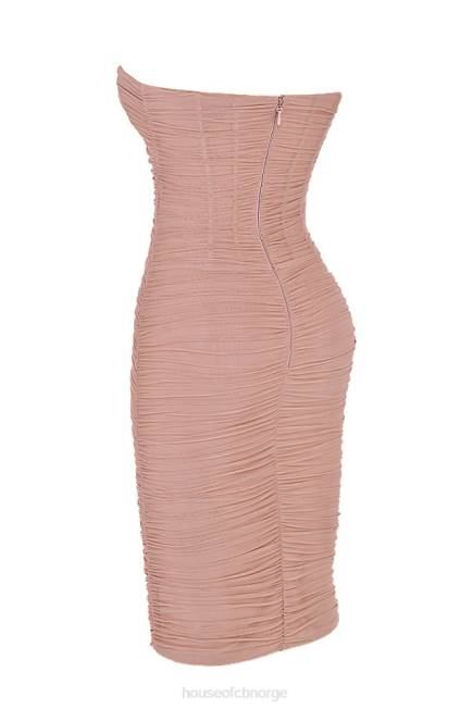 klær julianna blush stroppeløs rynket midikjole House of CB J6RL481