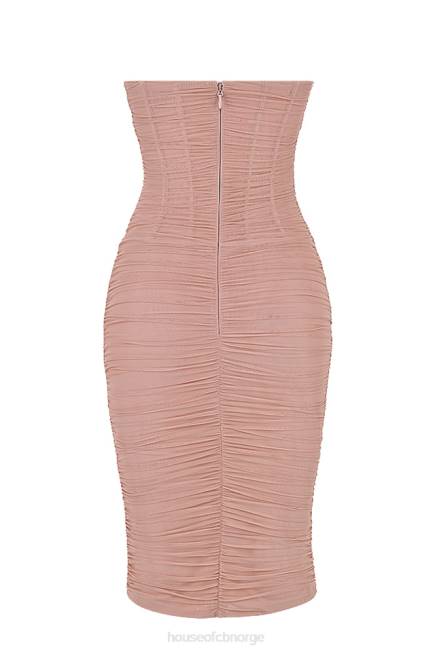 klær julianna blush stroppeløs rynket midikjole House of CB J6RL481