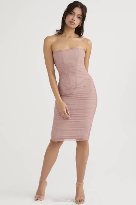 klær julianna blush stroppeløs rynket midikjole House of CB J6RL481
