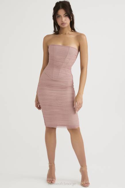 klær julianna blush stroppeløs rynket midikjole House of CB J6RL481