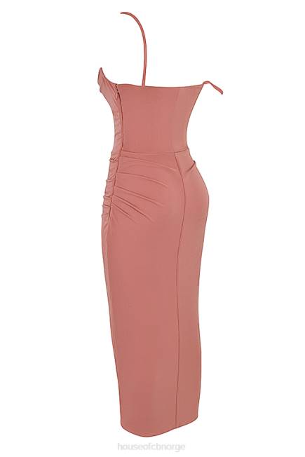 klær marciella rose drapert korsett midikjole House of CB J6RL508