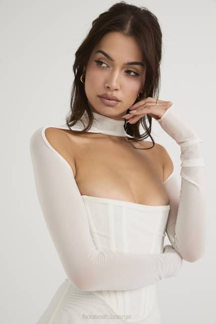klær milarose hvit mesh korsett midikjole House of CB J6RL484