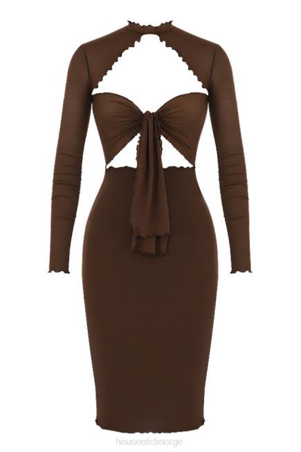 klær natalia chocolate power mesh midikjole foran House of CB J6RL575