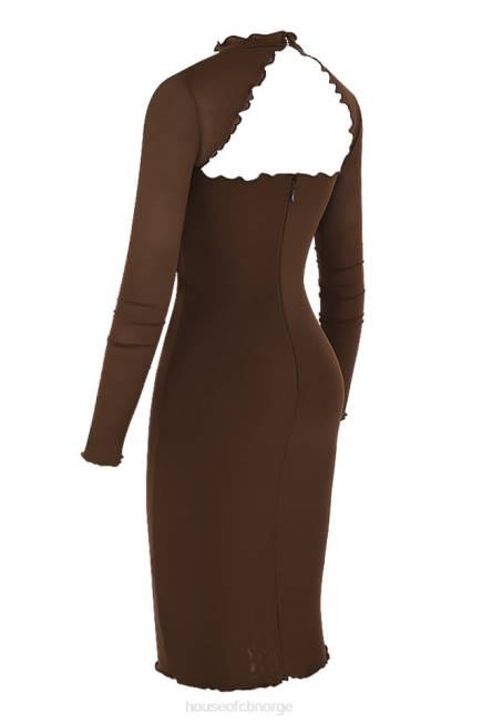 klær natalia chocolate power mesh midikjole foran House of CB J6RL575