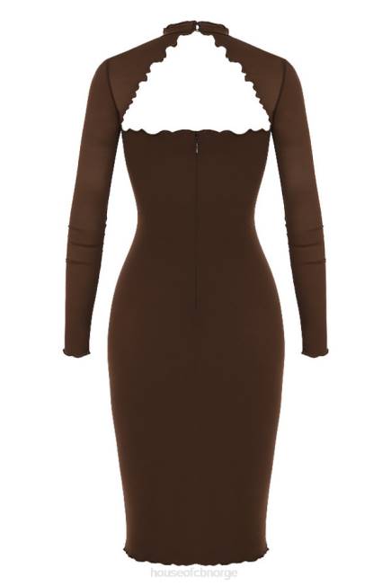 klær natalia chocolate power mesh midikjole foran House of CB J6RL575