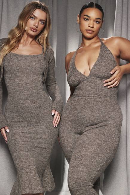 klær rani brown marl strikket midikjole House of CB J6RL520