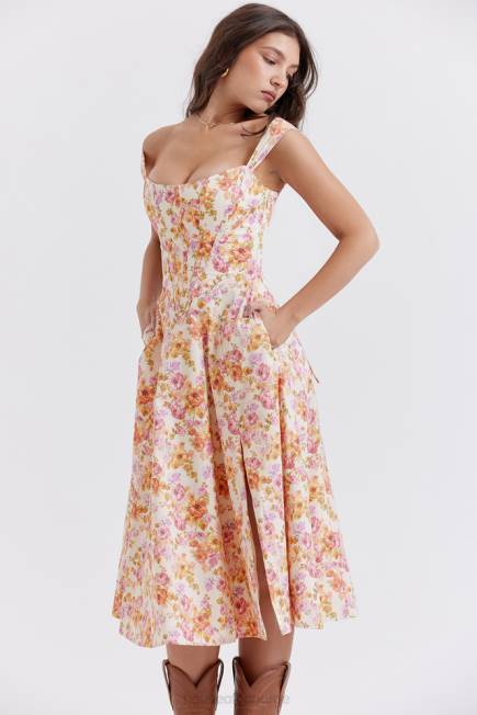 klær saira ivory floral midi sundress House of CB J6RL248