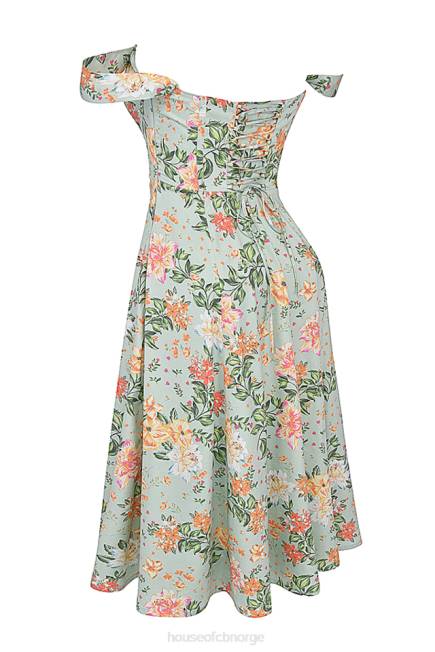 klær saira midi solkjole med lys jadeprint House of CB J6RL242