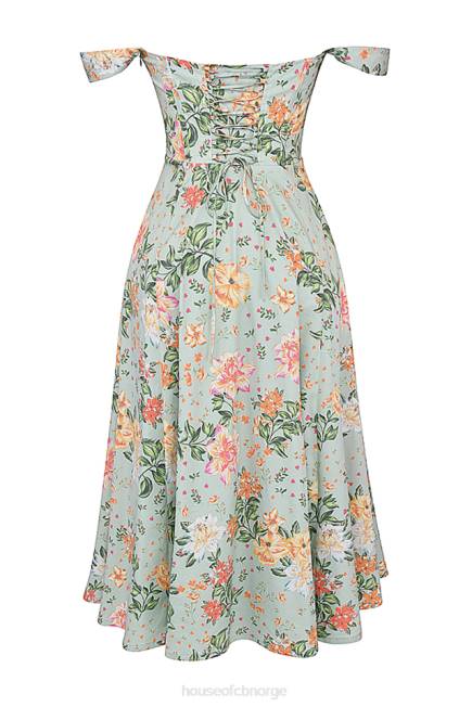klær saira midi solkjole med lys jadeprint House of CB J6RL242