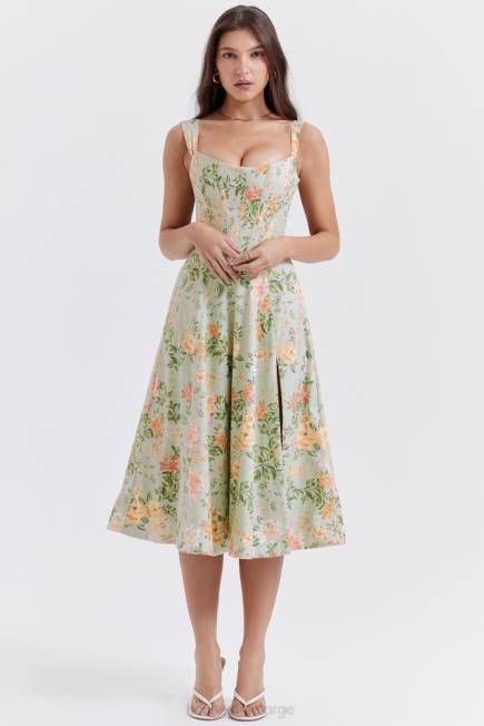 klær saira midi solkjole med lys jadeprint House of CB J6RL242