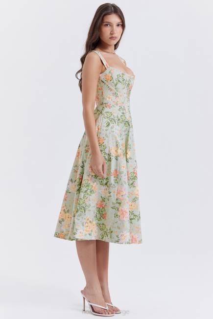 klær saira midi solkjole med lys jadeprint House of CB J6RL242