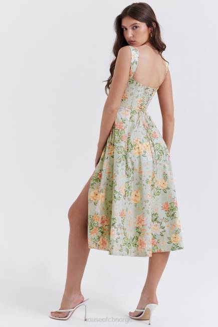 klær saira midi solkjole med lys jadeprint House of CB J6RL242