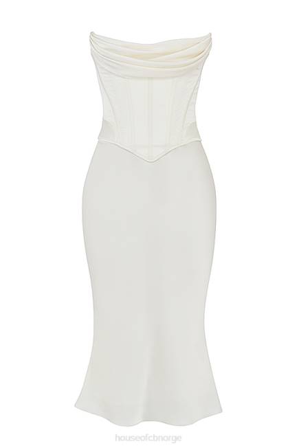 klær sienna ivory sateng stroppeløs korsett midikjole House of CB J6RL471