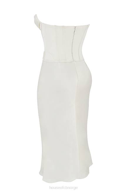 klær sienna ivory sateng stroppeløs korsett midikjole House of CB J6RL471