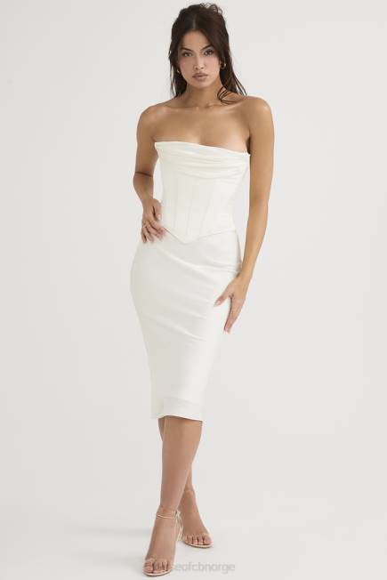 klær sienna ivory sateng stroppeløs korsett midikjole House of CB J6RL471