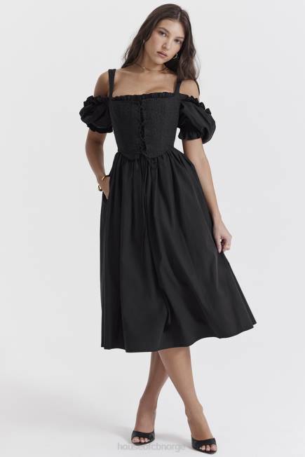 klær silvana sort midi sundress med puffermer House of CB J6RL225
