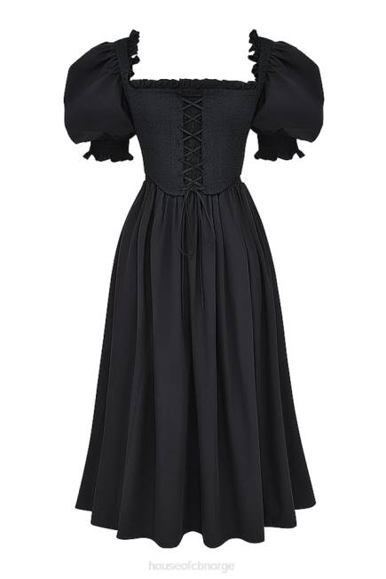 klær silvana sort midi sundress med puffermer House of CB J6RL225