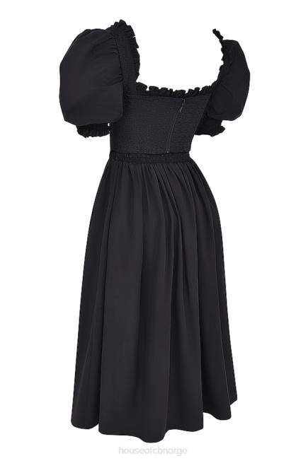 klær silvana sort midi sundress med puffermer House of CB J6RL225