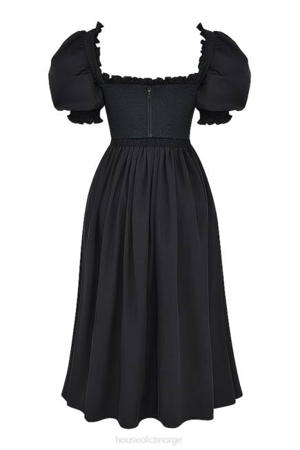 klær silvana sort midi sundress med puffermer House of CB J6RL225
