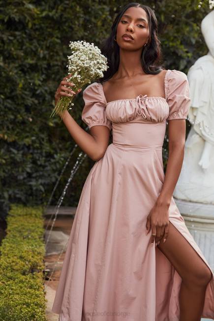 klær tallulah blush midikjole med puffermer House of CB J6RL486