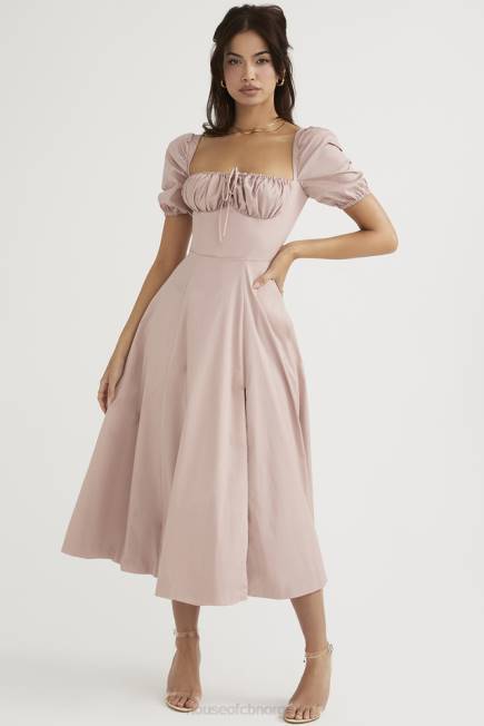 klær tallulah blush midikjole med puffermer House of CB J6RL486
