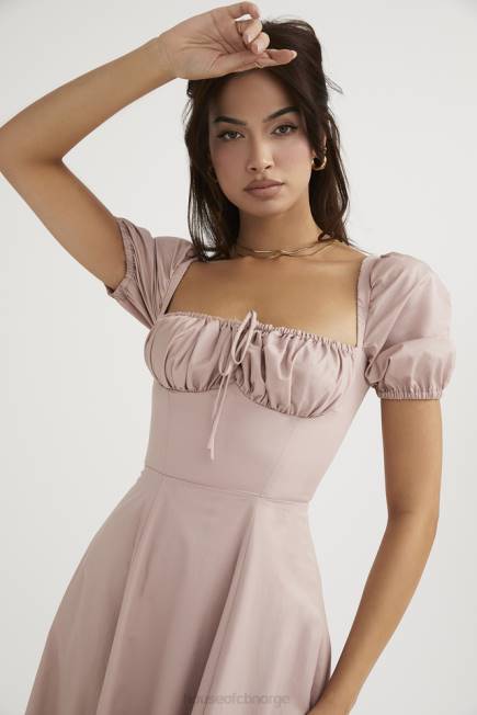 klær tallulah blush midikjole med puffermer House of CB J6RL486