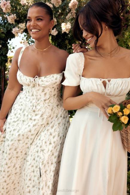 klær tallulah hvit midi sundress med puffermer House of CB J6RL440