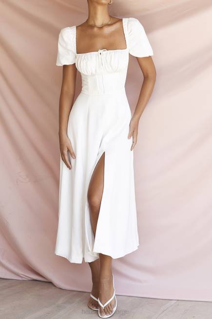 klær tallulah hvit midi sundress med puffermer House of CB J6RL440