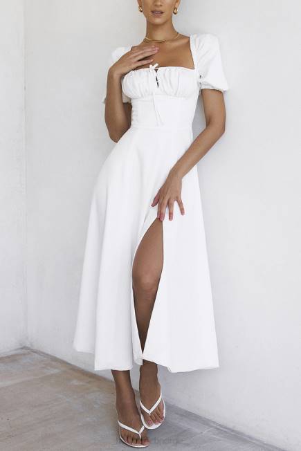 klær tallulah hvit midi sundress med puffermer House of CB J6RL440