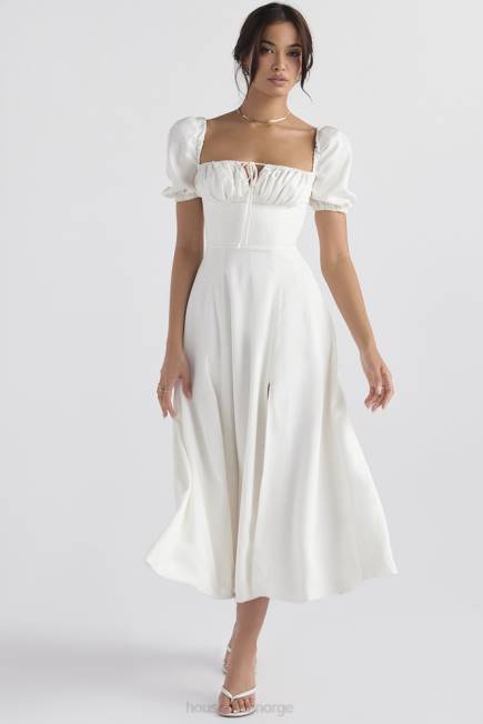 klær tallulah hvit midi sundress med puffermer House of CB J6RL440