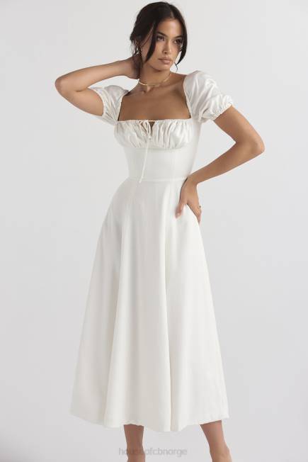 klær tallulah hvit midi sundress med puffermer House of CB J6RL440