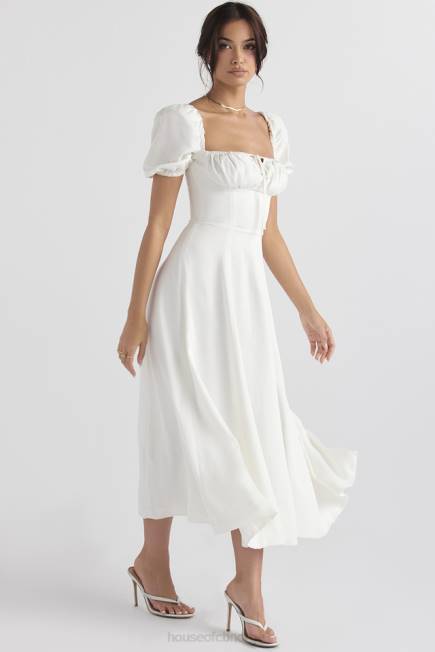 klær tallulah hvit midi sundress med puffermer House of CB J6RL440
