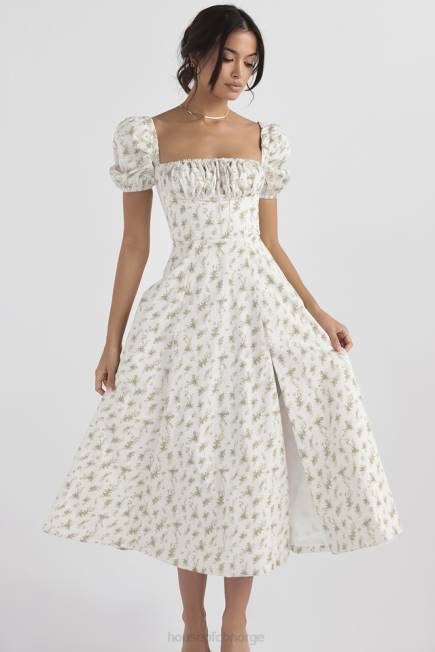 klær tallulah midi sundress med puffermer med hagetrykk House of CB J6RL441