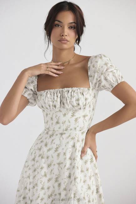 klær tallulah midi sundress med puffermer med hagetrykk House of CB J6RL441