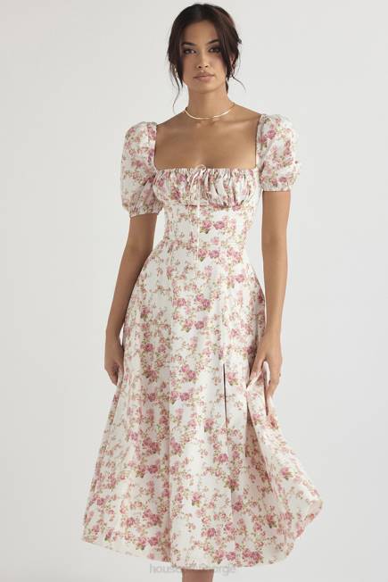 klær tallulah midi sundress med puffermer med rosetrykk House of CB J6RL427