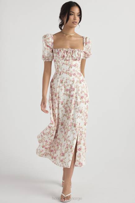 klær tallulah midi sundress med puffermer med rosetrykk House of CB J6RL427