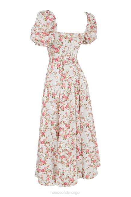 klær tallulah midi sundress med puffermer med rosetrykk House of CB J6RL427