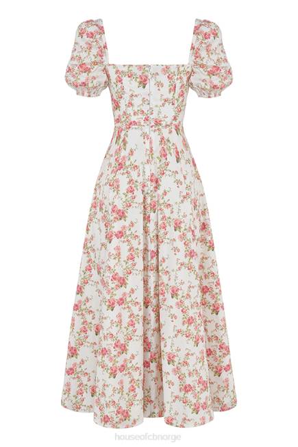 klær tallulah midi sundress med puffermer med rosetrykk House of CB J6RL427