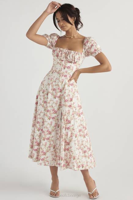 klær tallulah midi sundress med puffermer med rosetrykk House of CB J6RL427