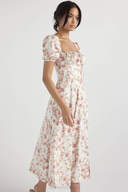 klær tallulah midi sundress med puffermer med rosetrykk House of CB J6RL427