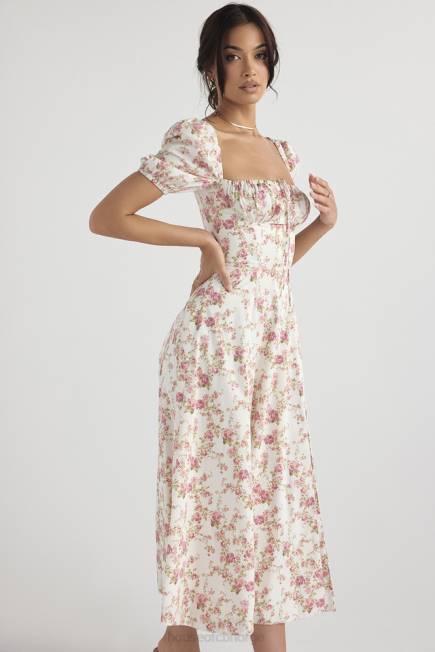 klær tallulah midi sundress med puffermer med rosetrykk House of CB J6RL427