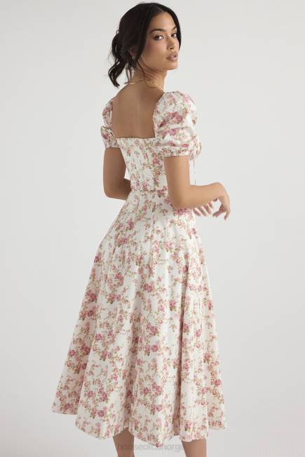 klær tallulah midi sundress med puffermer med rosetrykk House of CB J6RL427