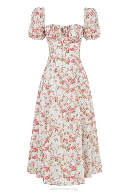 klær tallulah midi sundress med puffermer med rosetrykk House of CB J6RL427